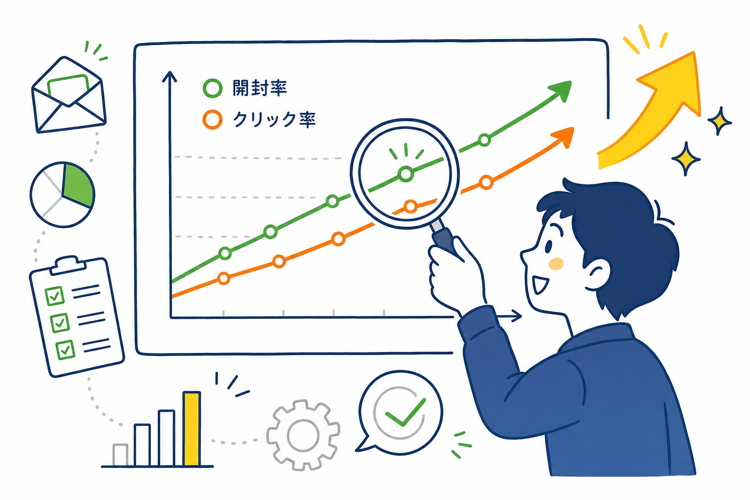 配信の効果を分析・改善するイメージ