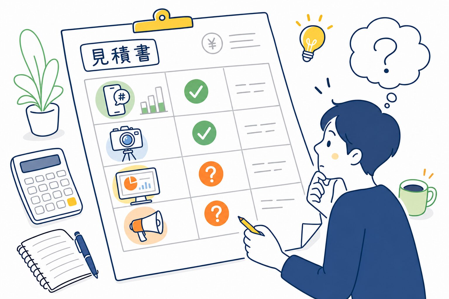 見積もりの内訳を確認しているイメージ